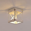 1-Light flush ceiling light fixture Metal hall lights ceiling mount wood light fixture
