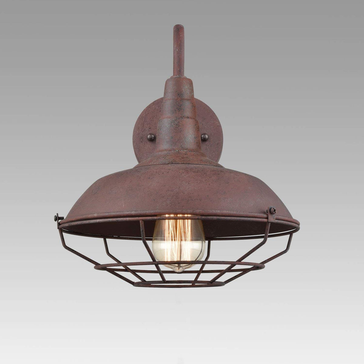 Rustic wire cage gooseneck wall sconce, vintge industrial plug in wall ...