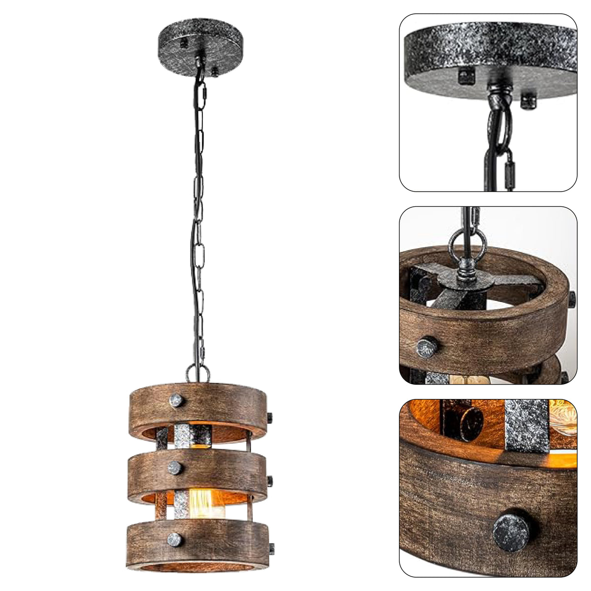 Single farmhouse Industrial lighting fixtures Dark Brown pendant light ...