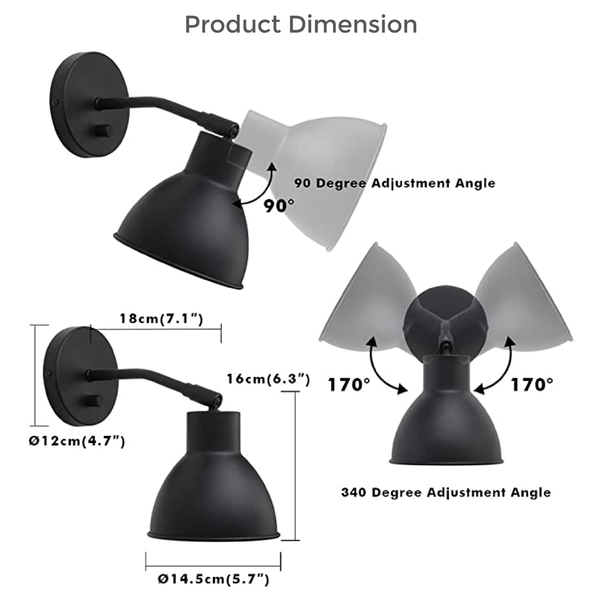 1Light light sconces Black wall light fixtures Metal indoor wall ligh