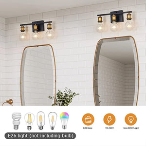 3-Light  bathroom light fixture Gold lights for bathroom mirror Metal bathroom vanity light gold