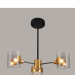 3 light modern glass chandelier with gold finish