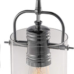 1 light plug in clear glass pulley wall sconce with chrome finish
