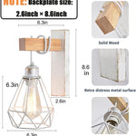 White cage Wall Lights Farmhouse wood Vintage Wall Mount Light Fixture