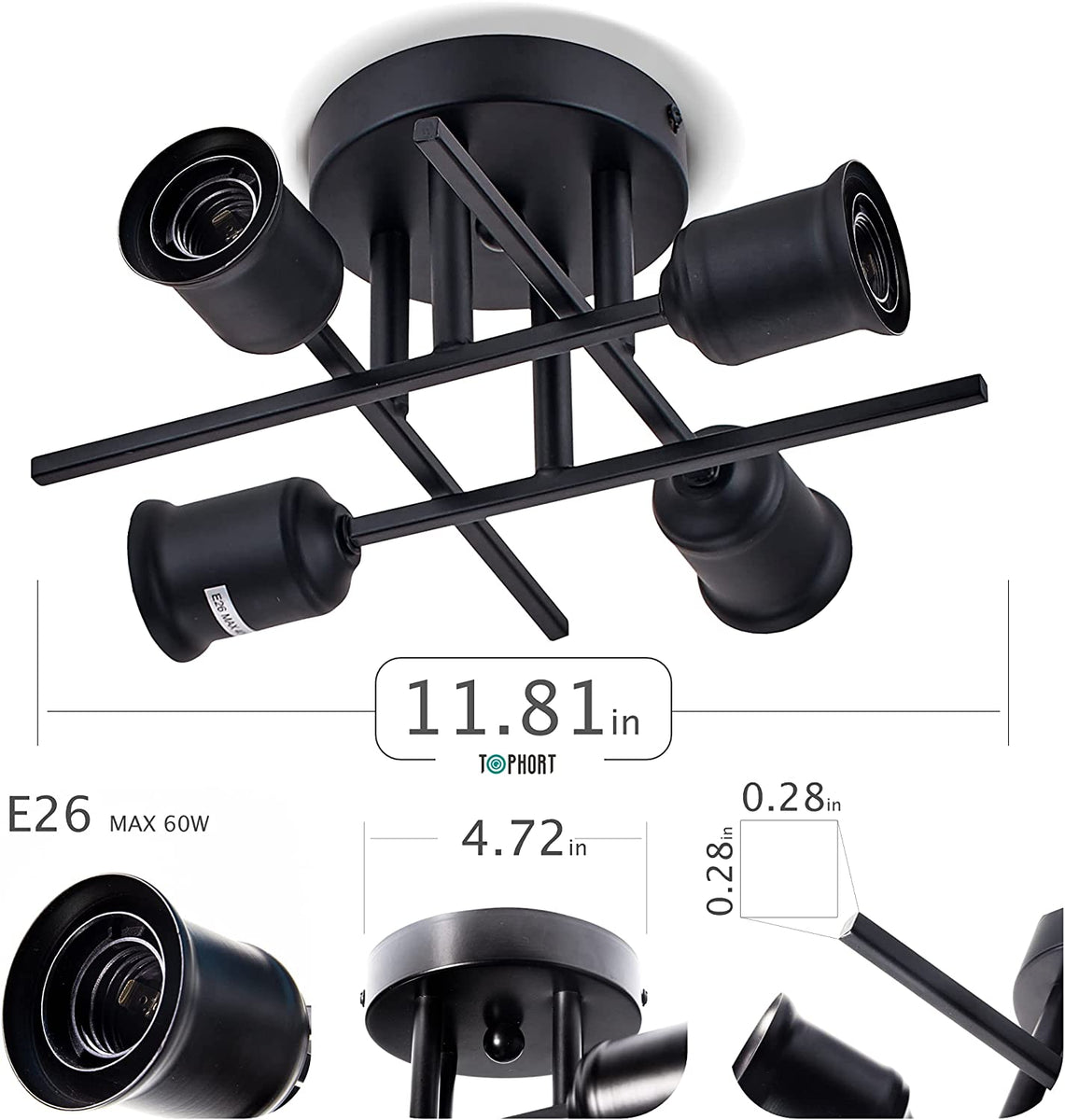 4 light sputnik ceiling light fixture black room lights HIGHLIGHT USA LLC