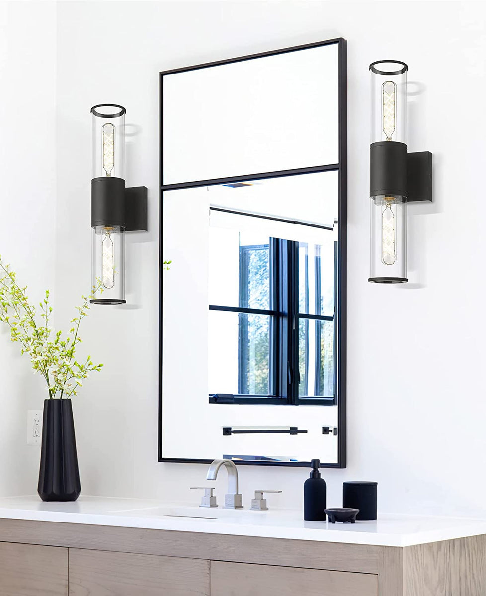 Black bathroom wall light fixture glass indoor wall sconce – HIGHLIGHT USA LLC