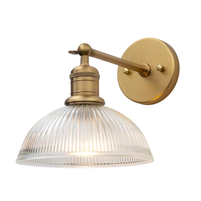 1-Light Modern light fixture gold bedroom lights glass shade , metal base wall lights