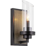 1-Light Wall Lights for Bedroom Black Industrial Glass Wall Sconce