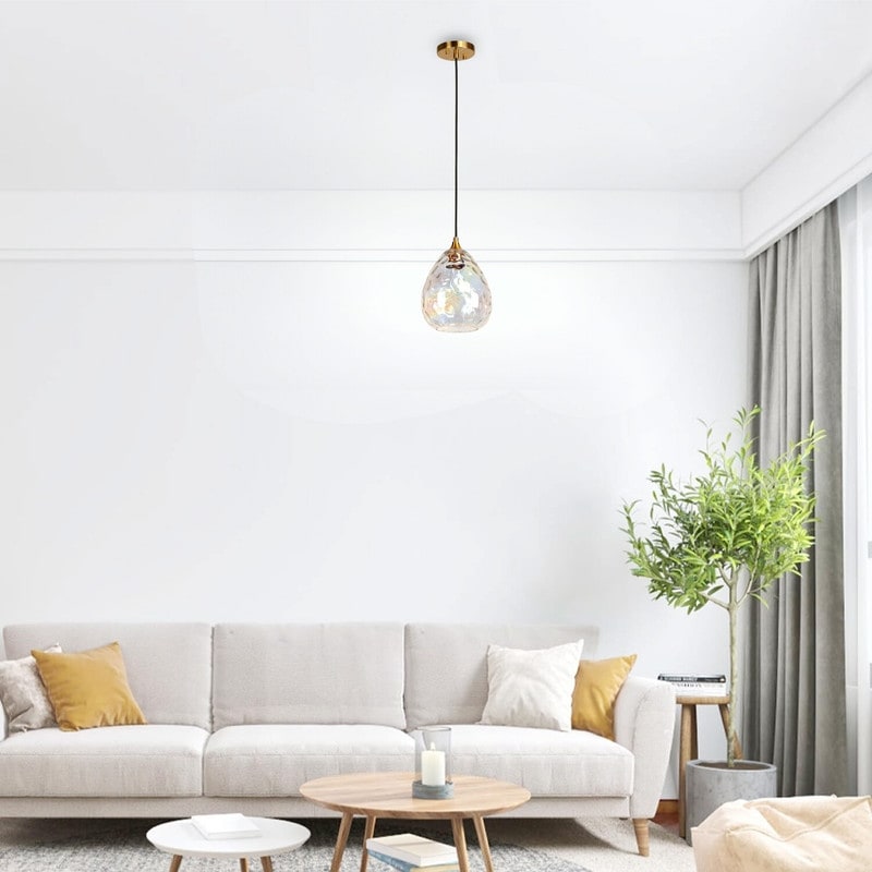 1-Light art deco pendant lighting gold kitchen light glass, iron island light