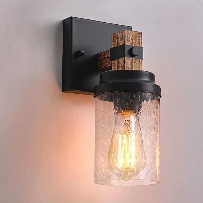 1-Light farmhouse wall sconce Glass & Metal hallway light fixtures wall Vanity bathroom wall sconce