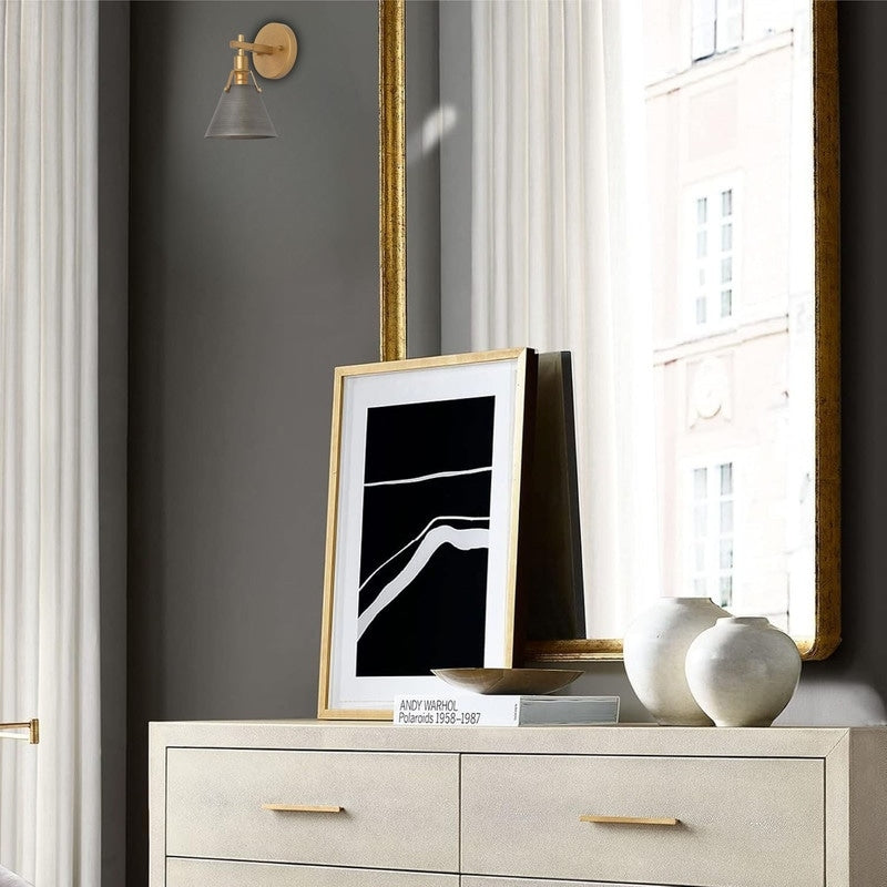 1-Light light fixture dark silver, gold living room lights metal wall sconces