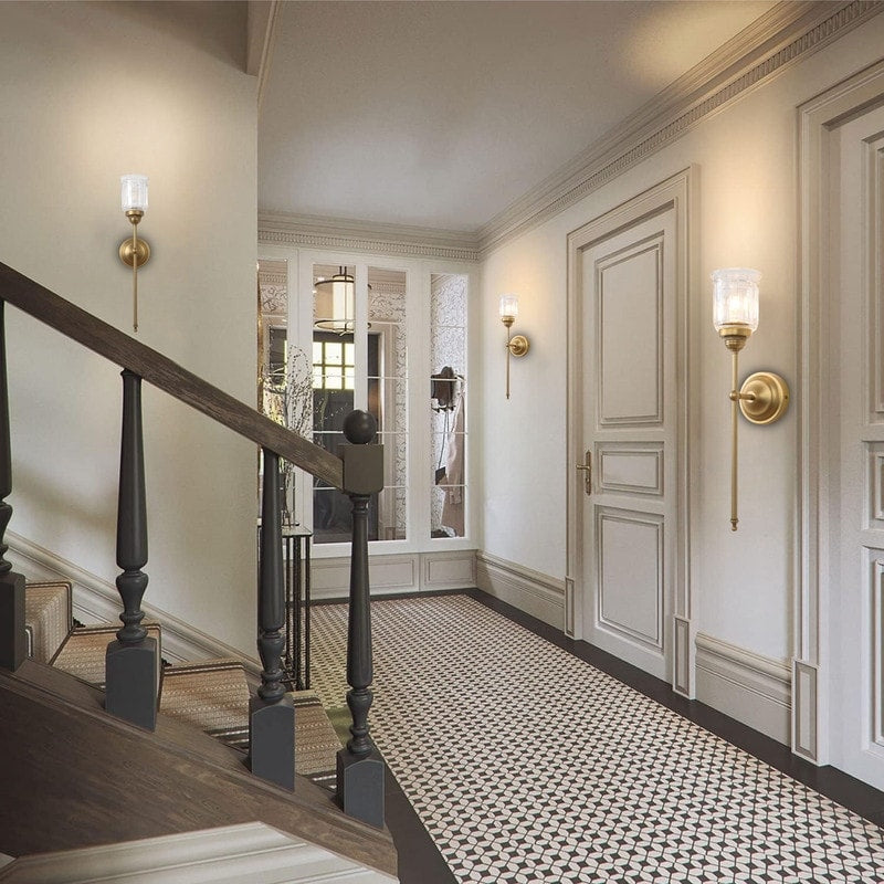 1-Light sconce lights gold wall lights glass, metal light fixture