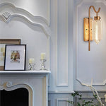 1-Light wall lantern gold light fixture glass, iron living room lights