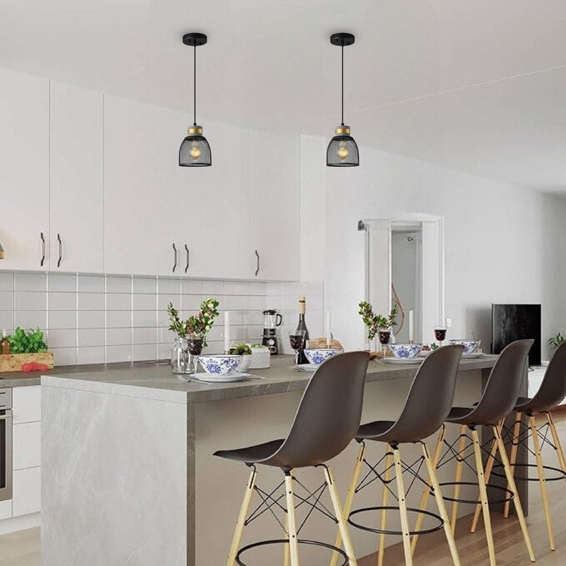 1-Pack hanging light black island lights metal pendant light