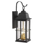 1 light industrial glass wall sconce with black and gold finish