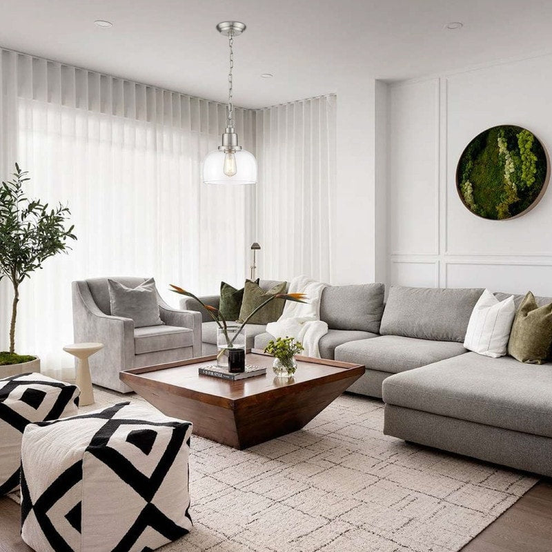 1-light industrial light for kitchen brushed nickel pendant light glass, nickel hanging light