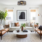 18 Inch caged light fixture black flush mount lights metal ceiling light