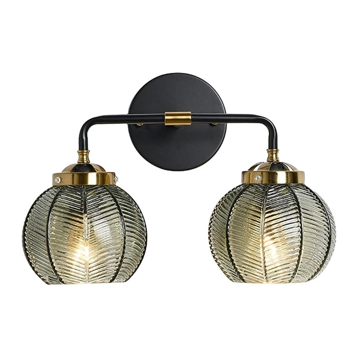 2- Lights vanity lights black, green, gold wall lights  glass, metal sconce light