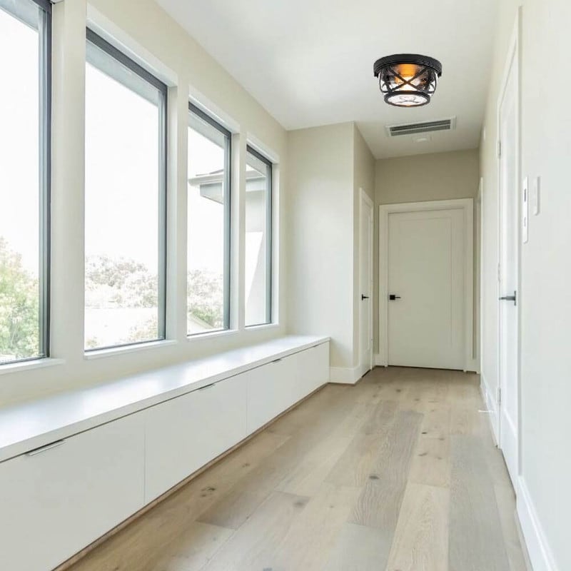 2-Light light fixture black flush mount light glass, metal ceiling light