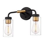 2-Light lighting fixtures Metal bathroom wall sconce lights Black and Gold wall light