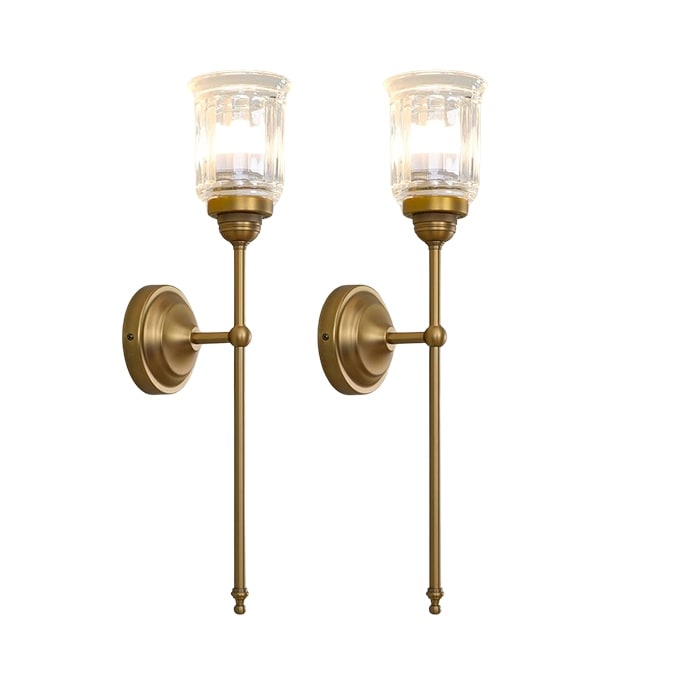 2-Pack bedroom lights gold sconce light glass, metal fixtures light