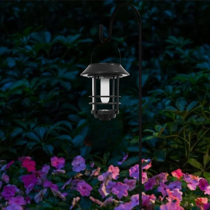 2 Pack lantern light black solar light glass garden lights