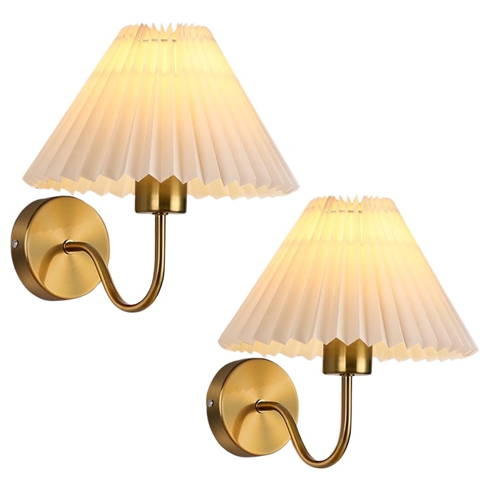 2-Pack sconce lights white+gold wall lights metal, fabric dining room lights