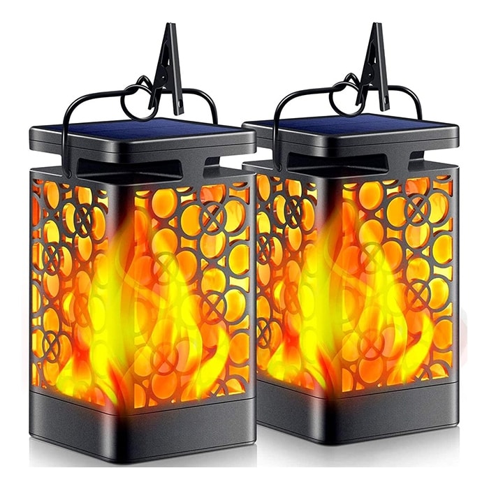 2 Pack solar light  black garden light plastic hanging light