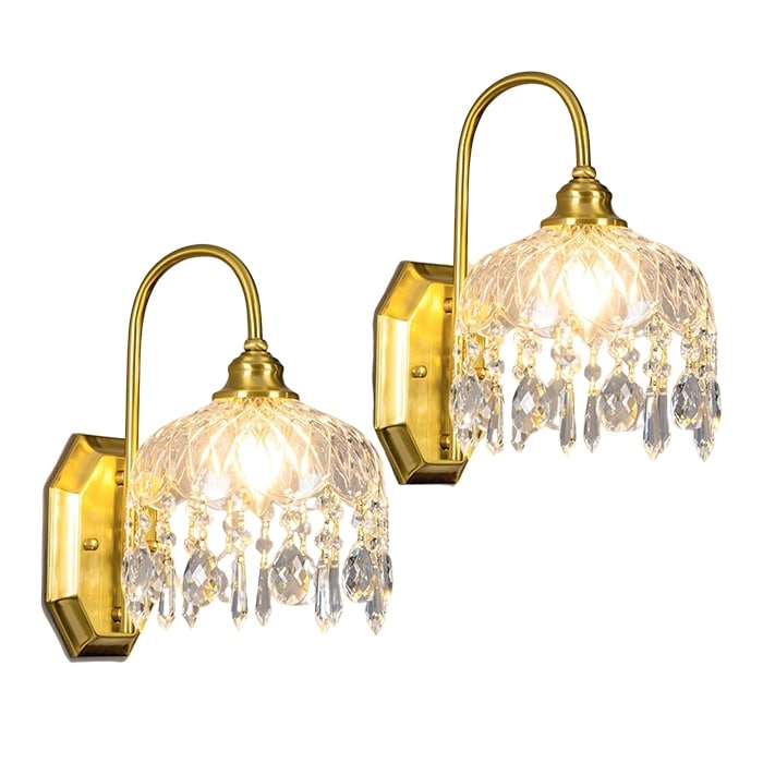 2-Pack wall lights gold sconce lights glass, metal, crystal hallway lights