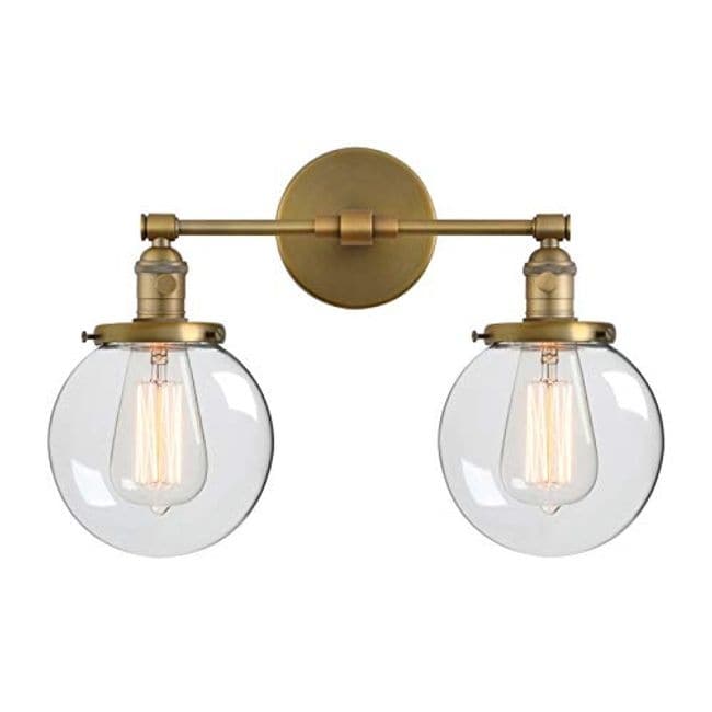 2 light globe glass wall sconce