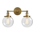 2 light globe glass wall sconce