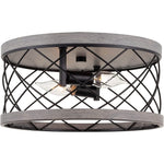 2 light rust flush mount ceiling light industrial wire cage ceiling lamp with drum shade
