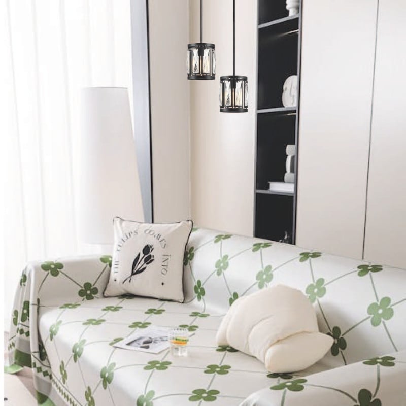 2-pack Crystal lights metal island lights matte black pendant lighting