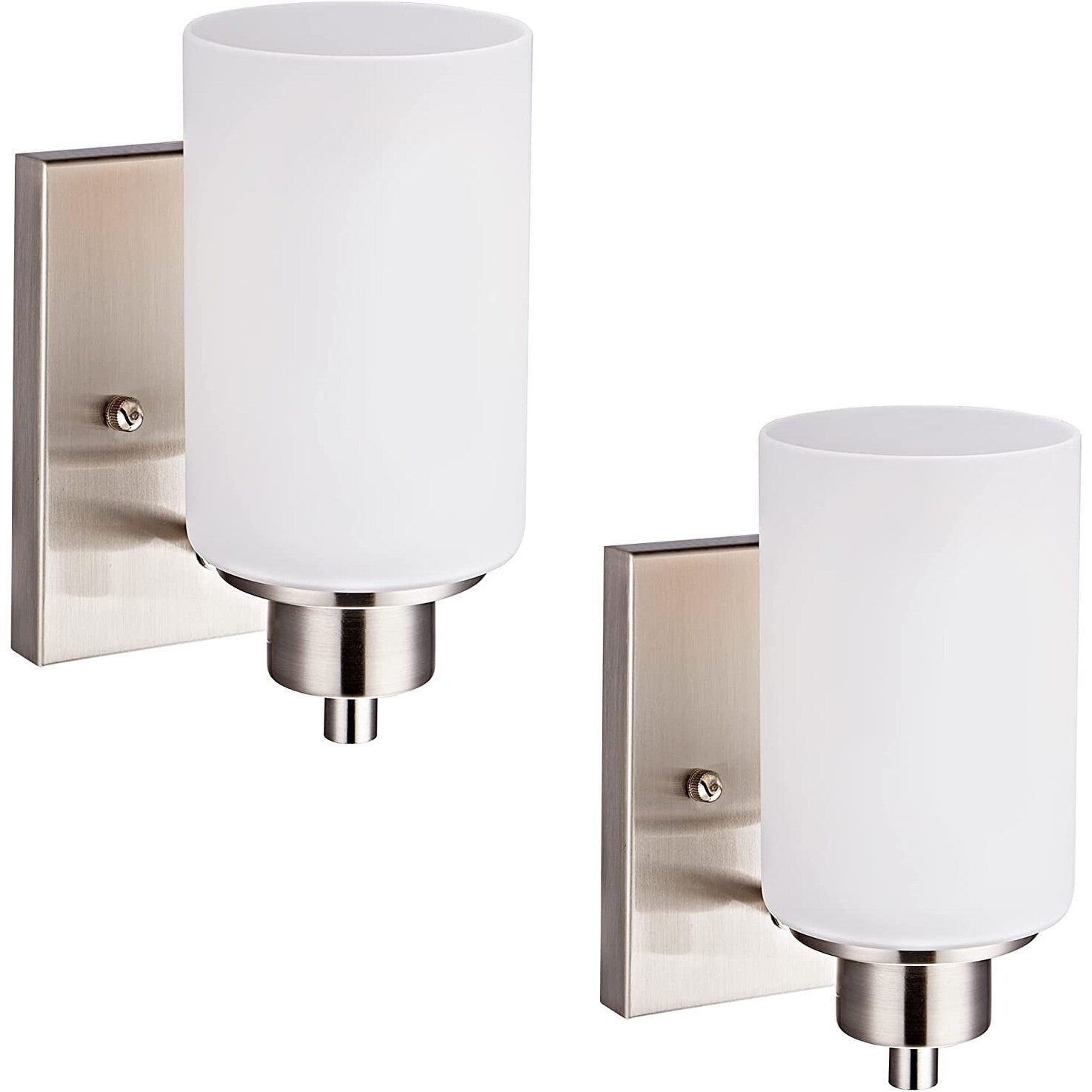 2 pack bath vanity wall light fixture indoor wall sconce frosted glass wall lamp with nickel finish