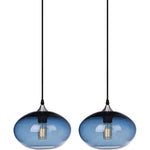2 pack blue glass pendant lighting modern bubble light with nickel finish