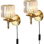 2 pack plug in wall light fixture LED crystal wall lighting bathroom indoor wall lamp