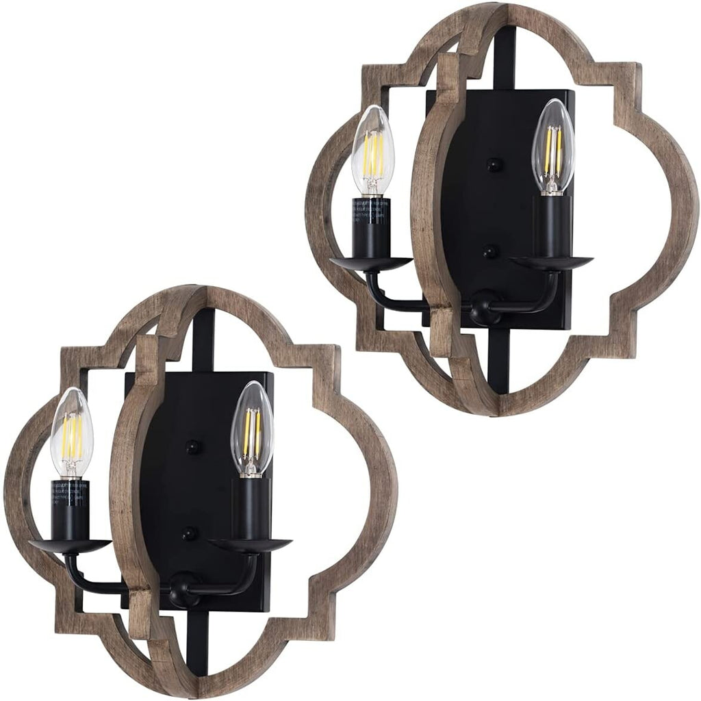 2 pack vintage wall lights for hallway retro wood black