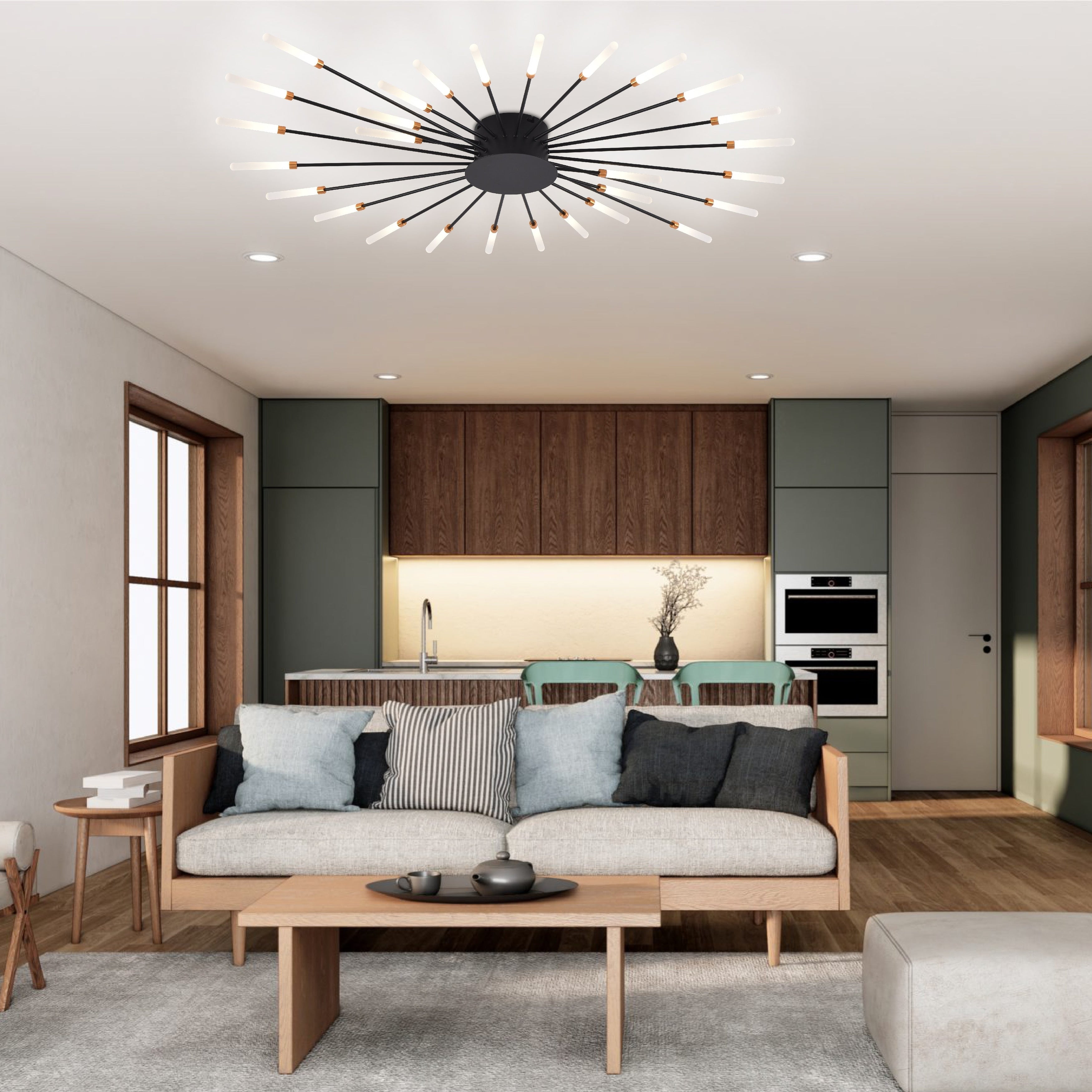 28 light Modern LED ceiling lamp with remote control acrylic semi flush mount lighting with 3 Color/3000-6500K