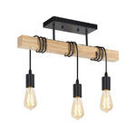 3-Light wood ceiling light Black rustic kitchen light fixtures Vintage farmhouse light fixtures ceiling