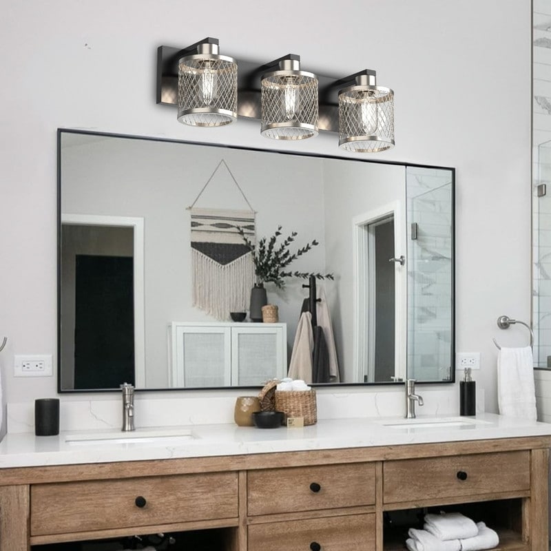 3 Lights brushed nickel black, light fixture bathroom lights metal vanity lights