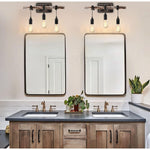 3 Lights vanity lights wood bathroom lights wood, metal wall lights