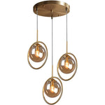 3 light industrial pendant light metal ring chandelier globe glass hanging lamp