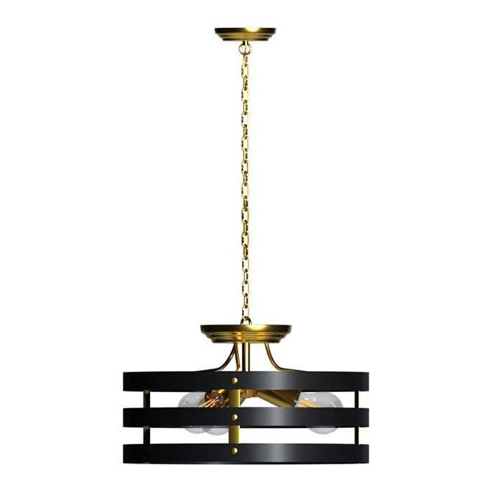 3 light medium pendant light cage pendant light fixture black drum and gold finish hanging light