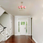 3 light pendant light pink kitchen chandelier glass, metal ceiling light