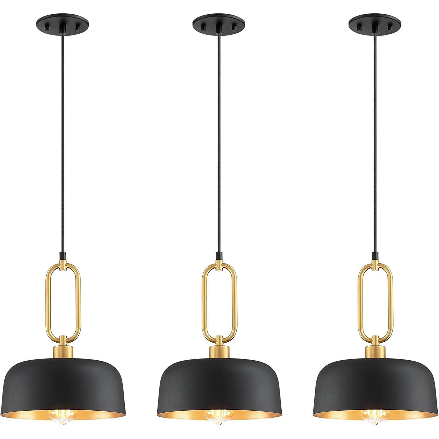 3 pack industrial pendant light fixture black metal hanging lamp island dining chandeliers