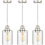 3 pack industrial pendant light fixture with glass shade