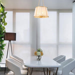 4-Light kitchen light gold and white light fixture metal, fabric pendant light