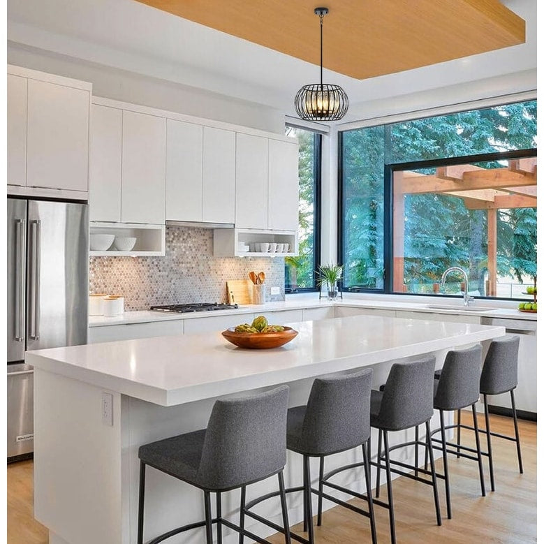 4-Lights modern fixture light black pendant light metal dining room lights