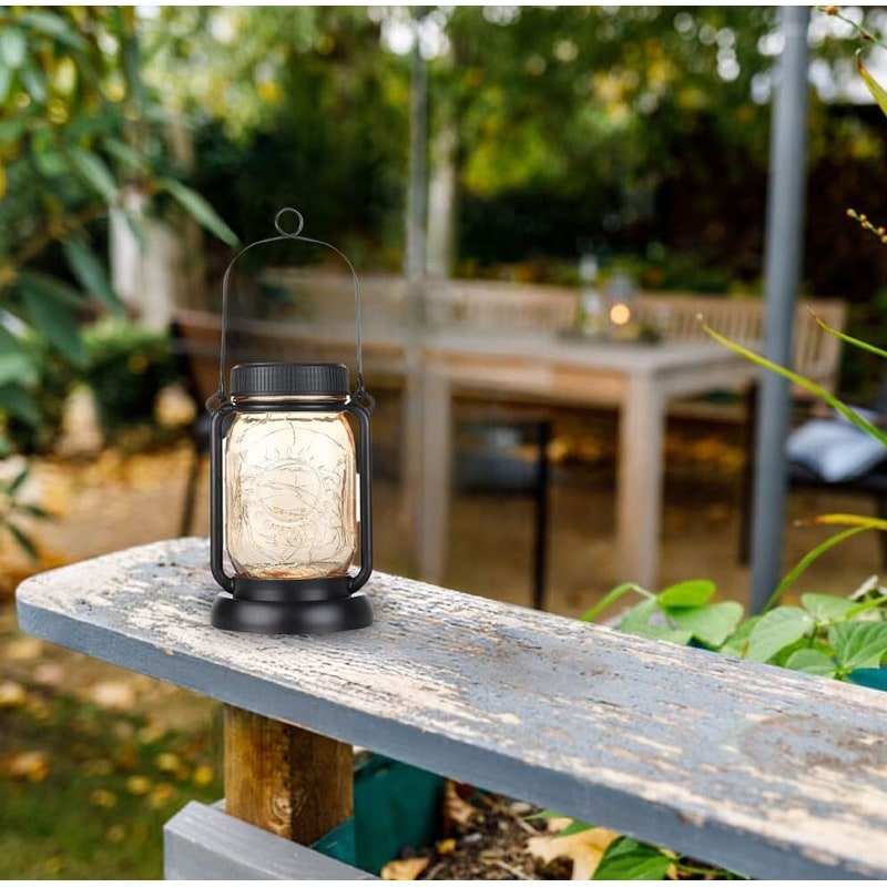 4 Pack solar lights warm white fair light glass lanterns lights