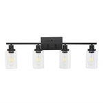 4 light black industrial wall light fixture with clear glass shade